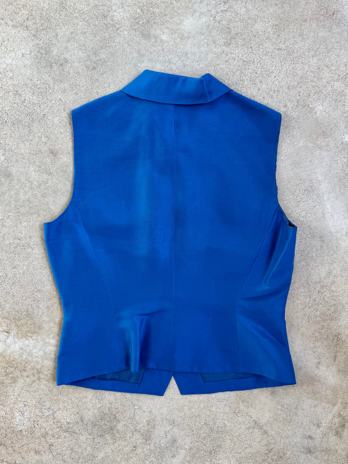 Vintage 1990s Liz Claiborne Blue Silk Sleeveless Blouse | S/M
