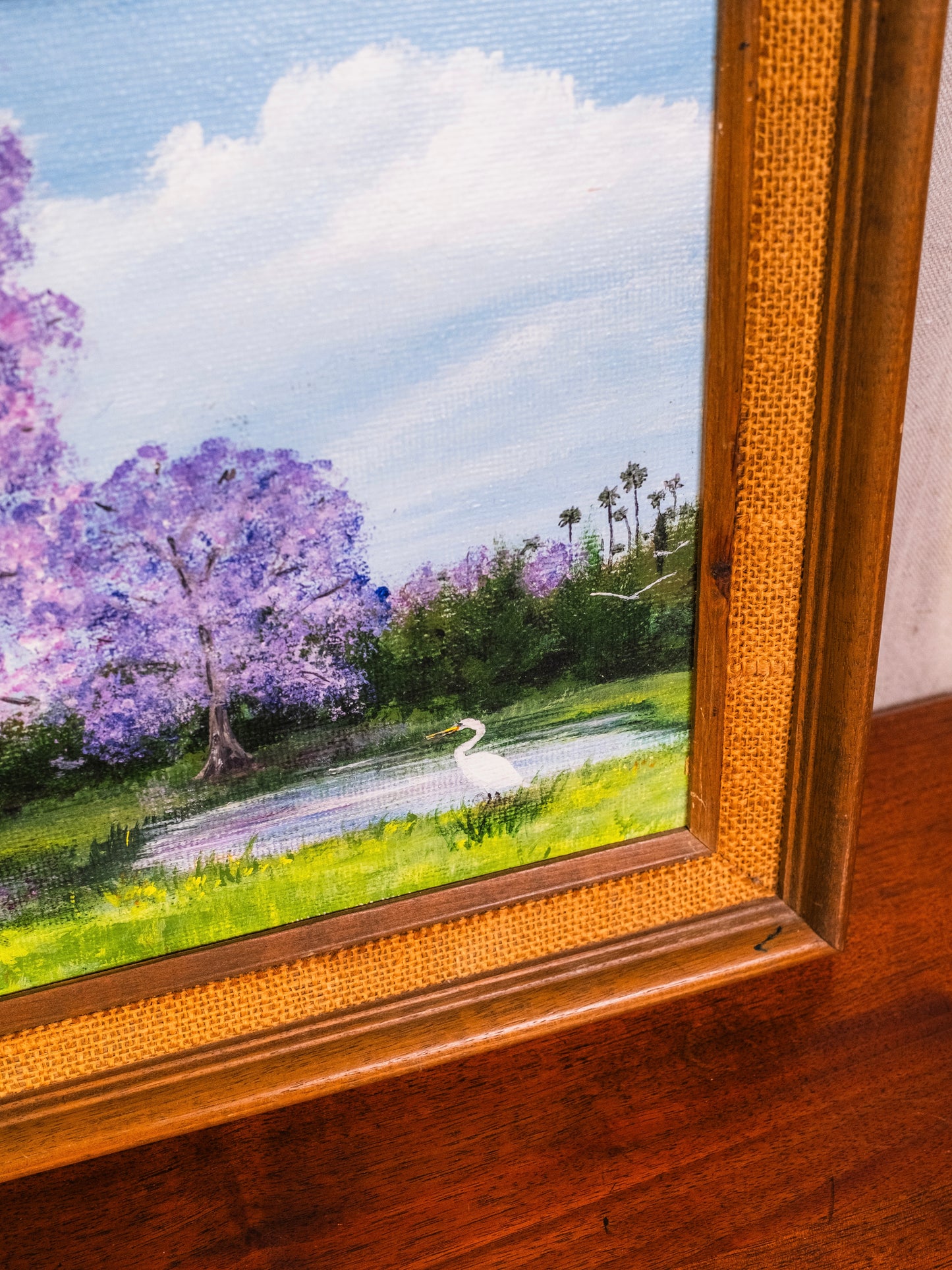 Vintage 1980s Framed Florida Pond Landscape Oil Painting | Signed