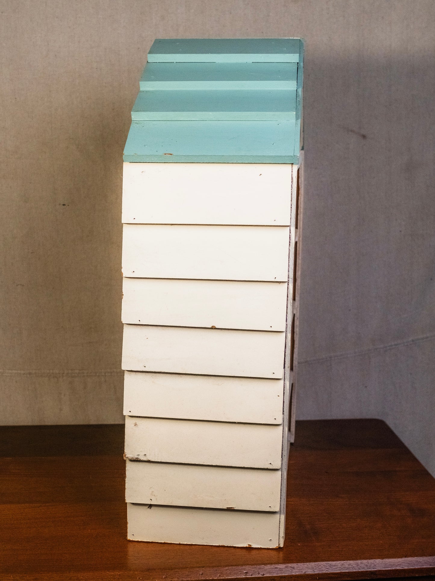 Vintage Wood Painted "Little Cottage" 4-Tier Shelf