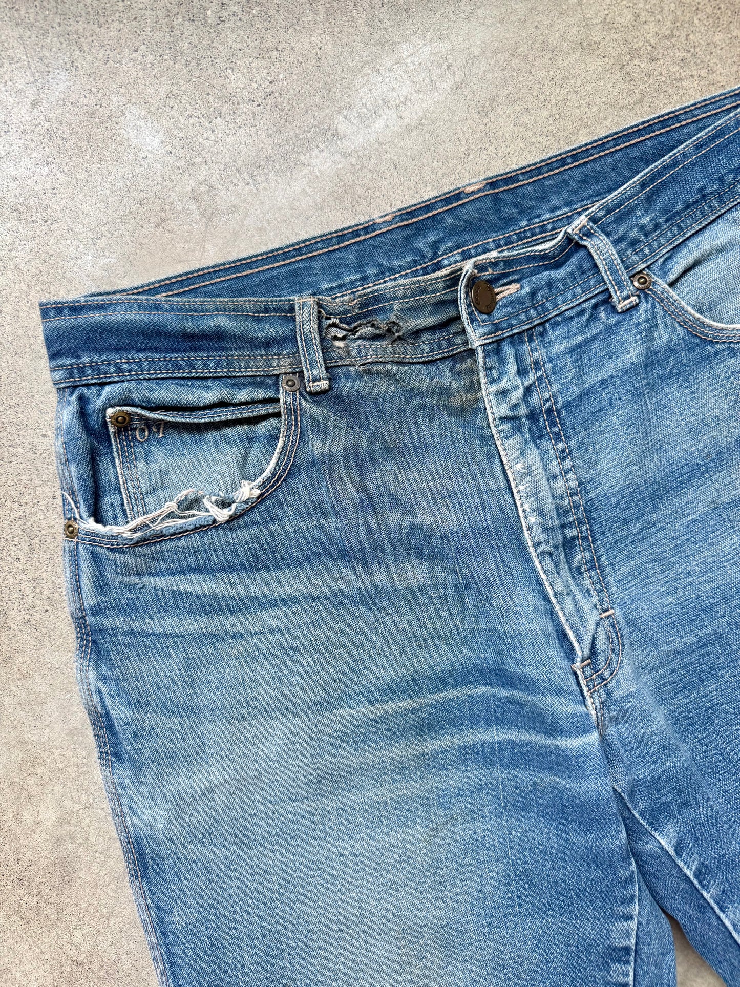 Vintage 1970s Ocean Terminal Distressed Bootcut Jeans | Waist 34”