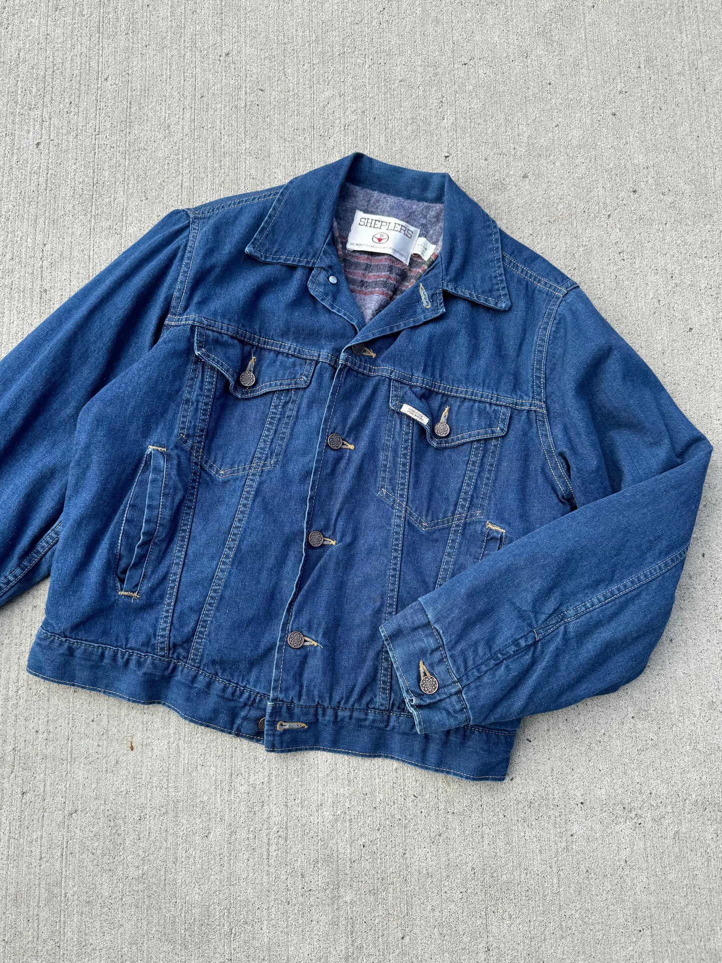 Vintage Sheplers Blanket Lined Denim Jacket | Medium