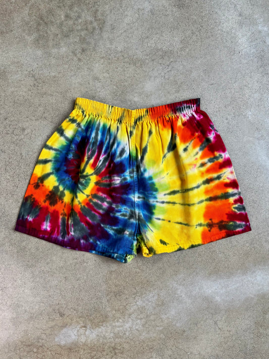 Vintage 1990s Tie Dye Cotton Athletic Shorts | L/XL