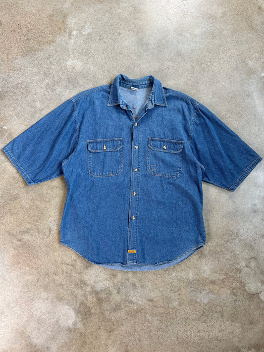 Vintage 1990s Jordache Short Sleeve Denim Utility Shirt | Medium
