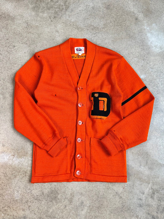 Vintage 1950s Orange High School Football Varsity Cardigan | XS/S
