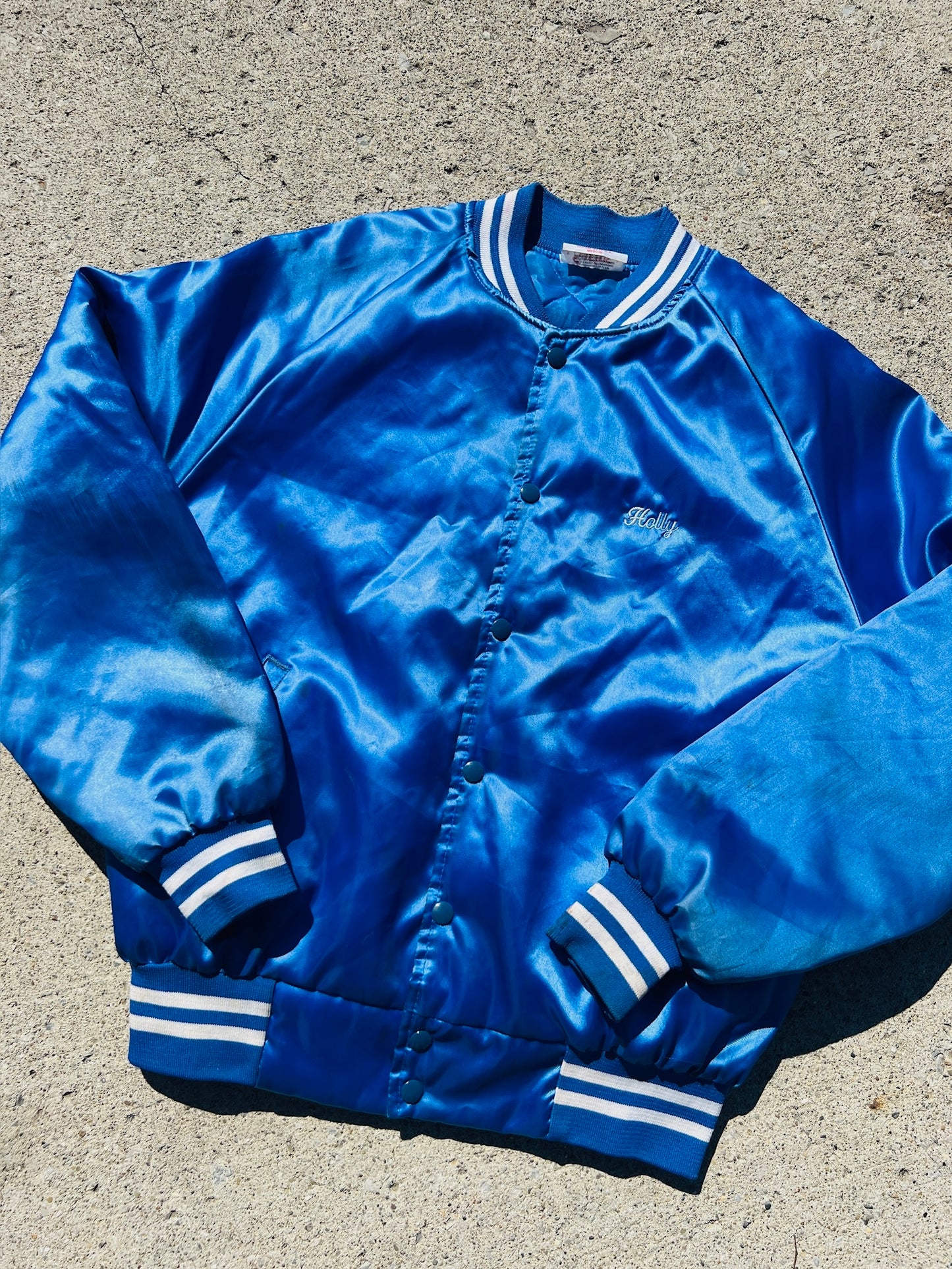 Vintage Cantley’s Racing Columbus Blue Satin Bomber Jacket | Medium