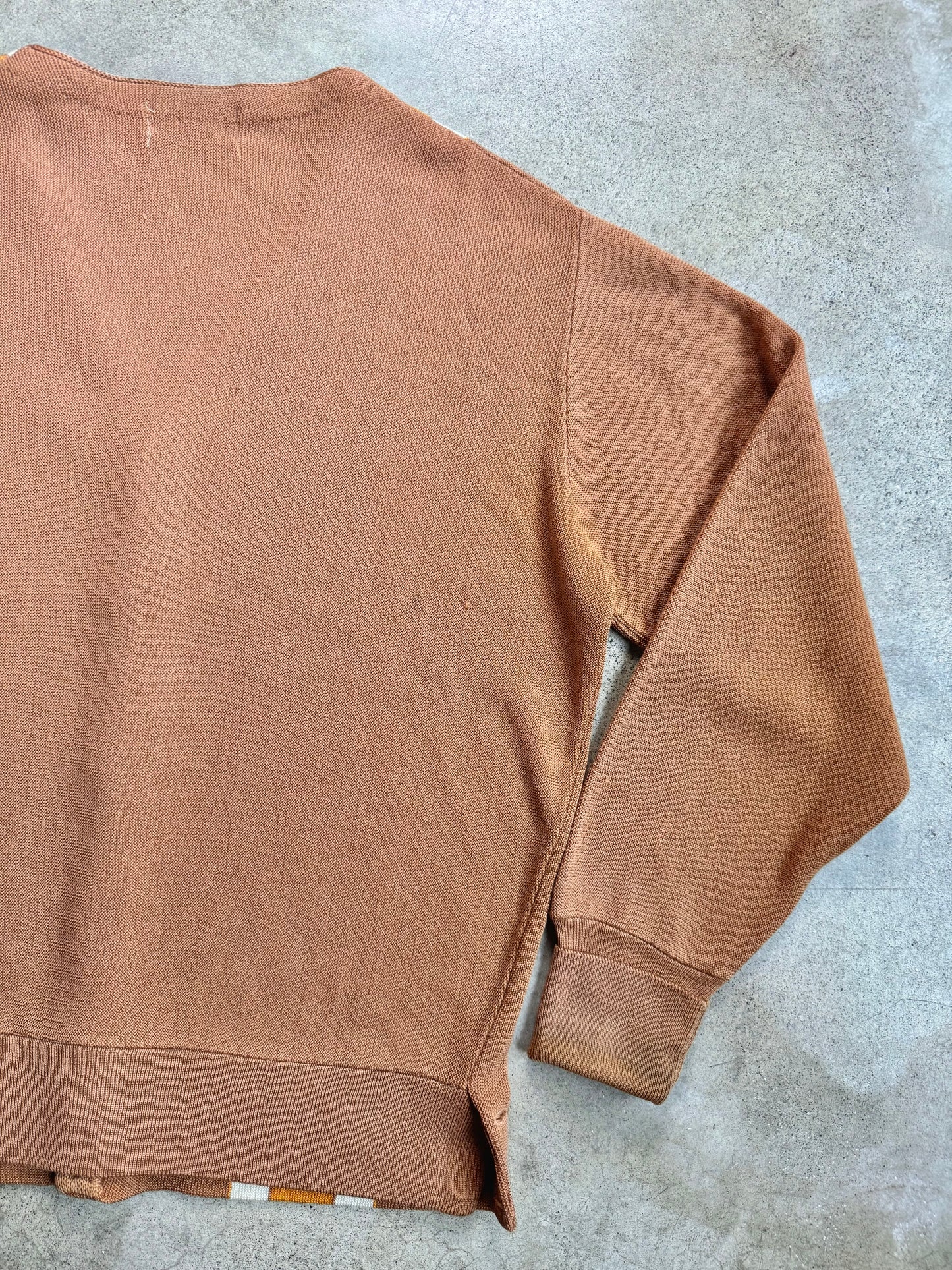 Vintage 1960s Ram California Creator Brown & Orange Striped Cardigan | Medium