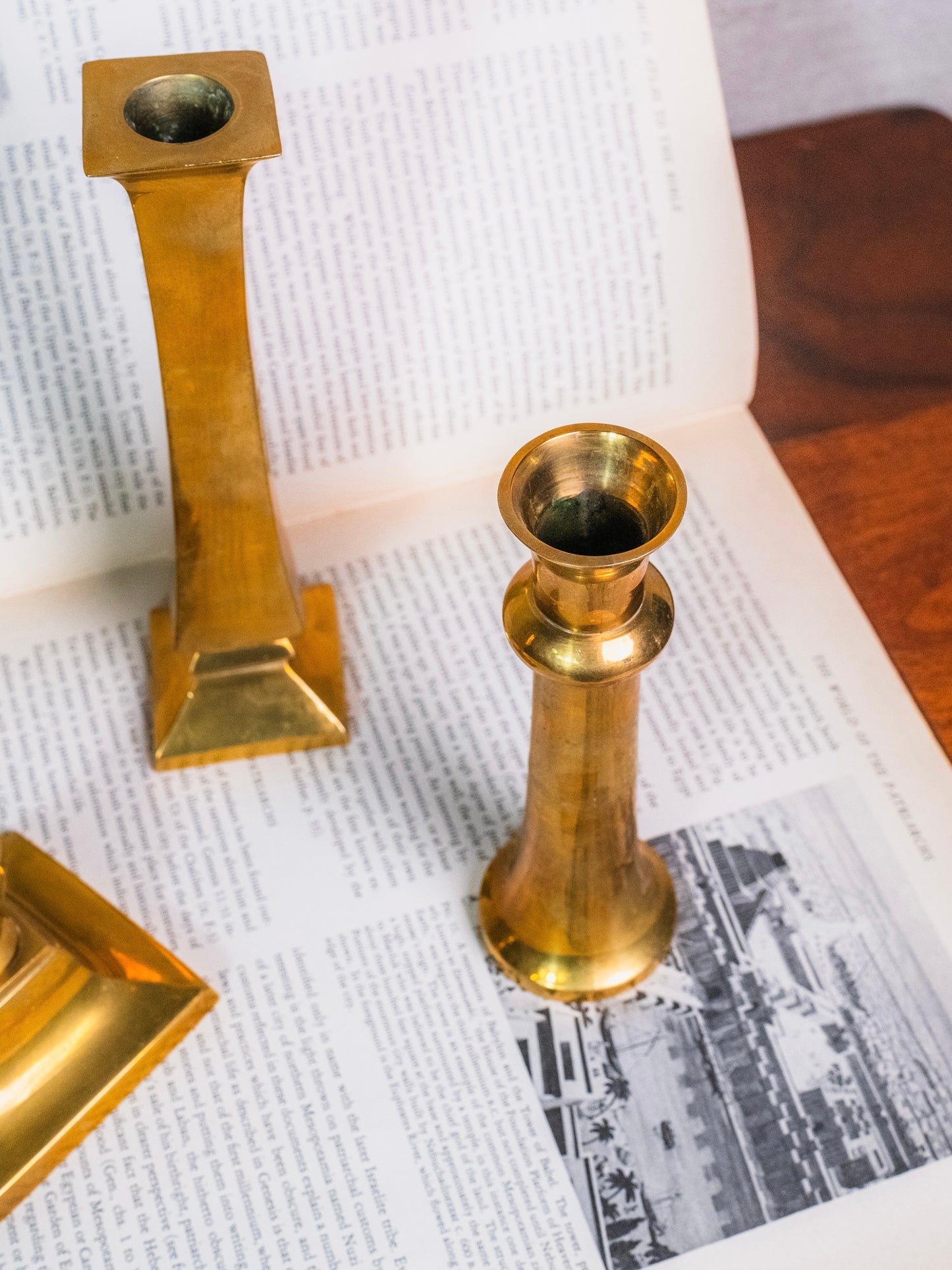 Vintage 1950s Solid Brass Candlestick Holders | Set of 3