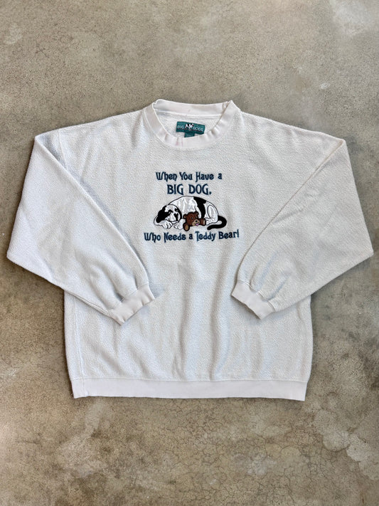Vintage 1990s Big Dogs Embroidered Fleece Crewneck Sweatshirt | Large