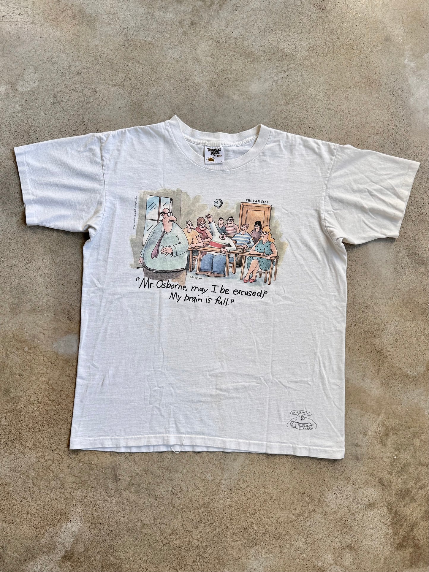 Vintage 1986 The Far Side Classroom Cartoon Graphic Tee | Large
