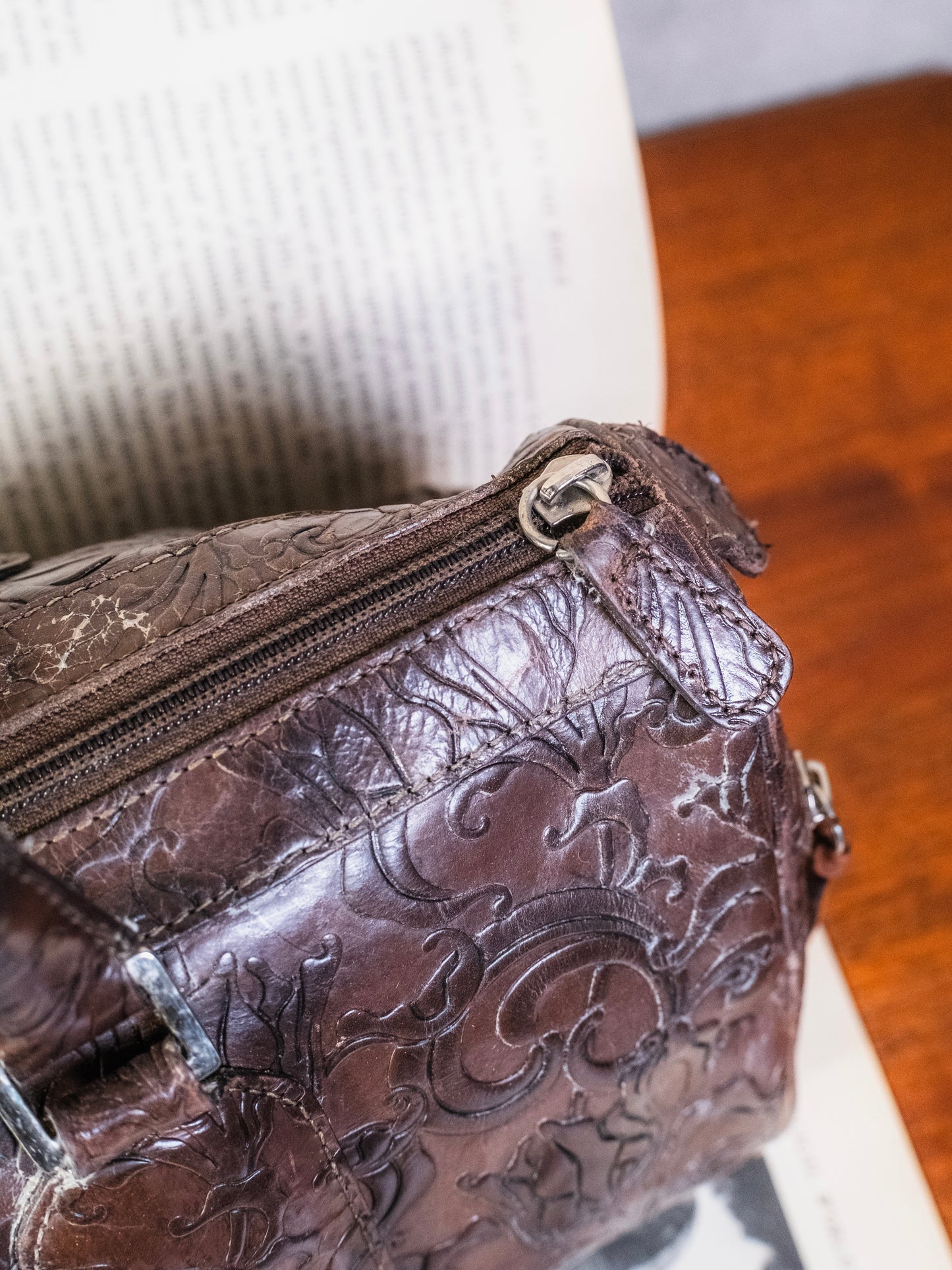 Vintage 1990s Wilsons Leather Floral Embossed Shoulder Bag