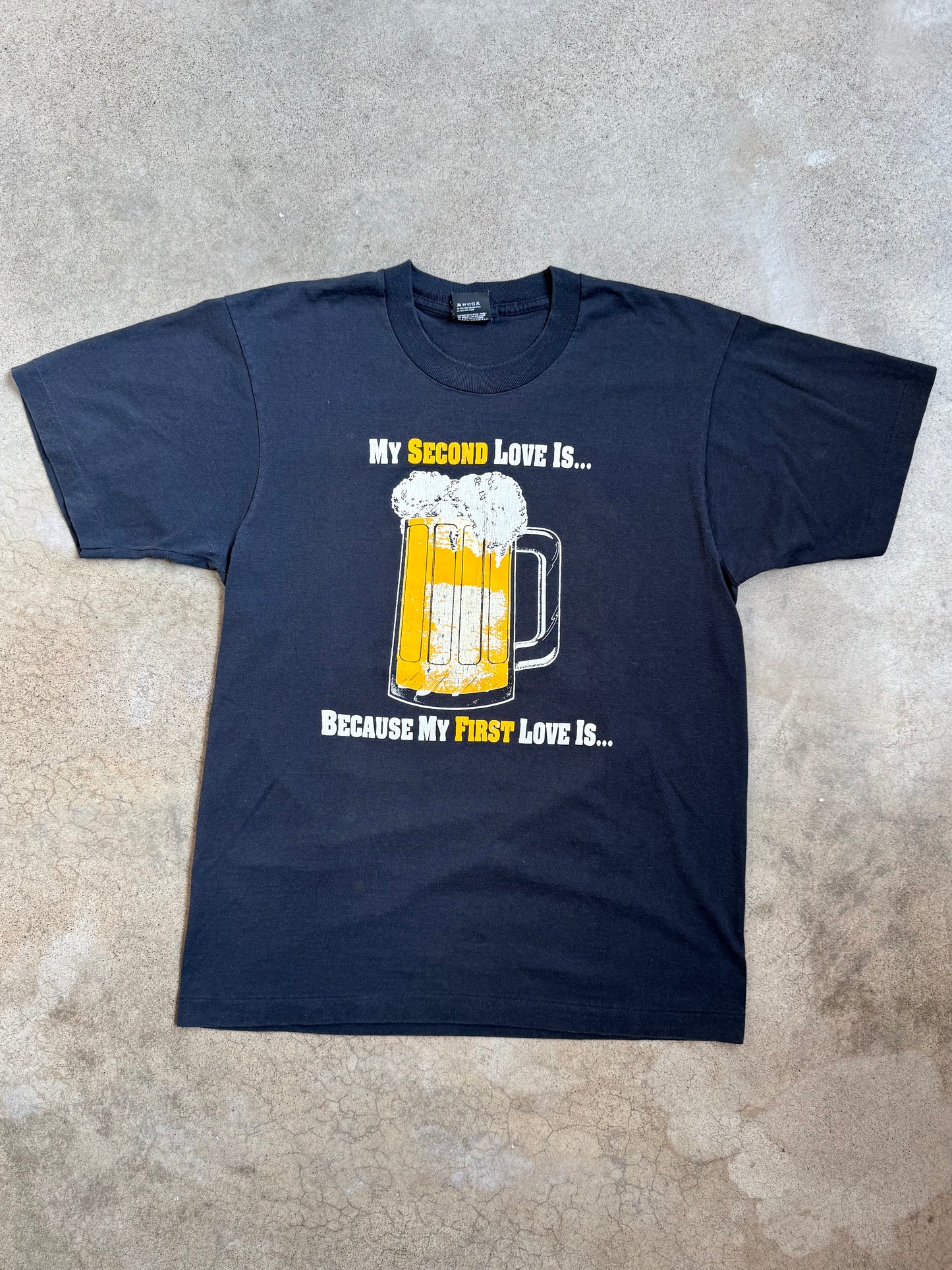 Vintage 1980s "My Second Love Is Beer, Because My First Love Is..." Innuendo Graphic Tee | Large