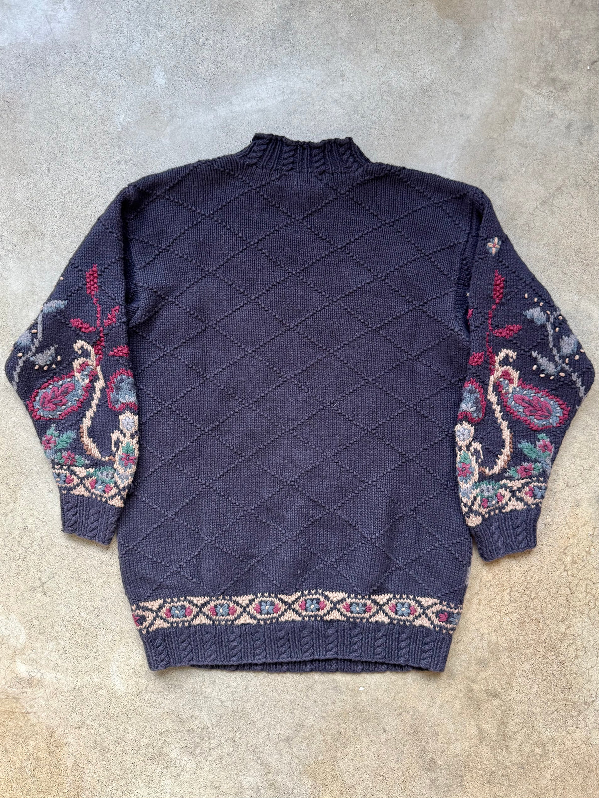 Vintage Bushwacker Floral Paisley Pattern Mock Neck Sweater | Small