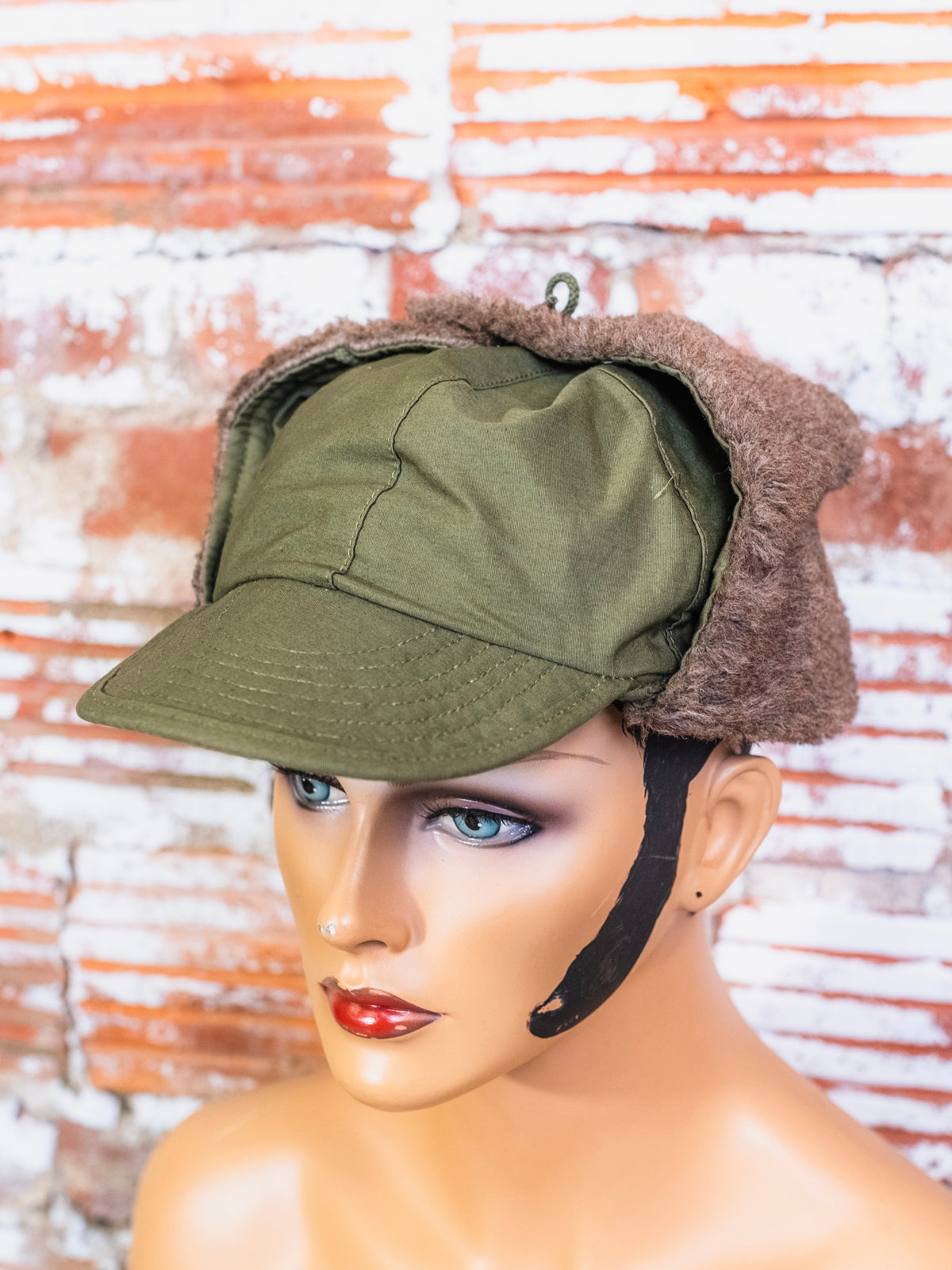 Vintage 1950s Military Cold Weather Field Pile Cap