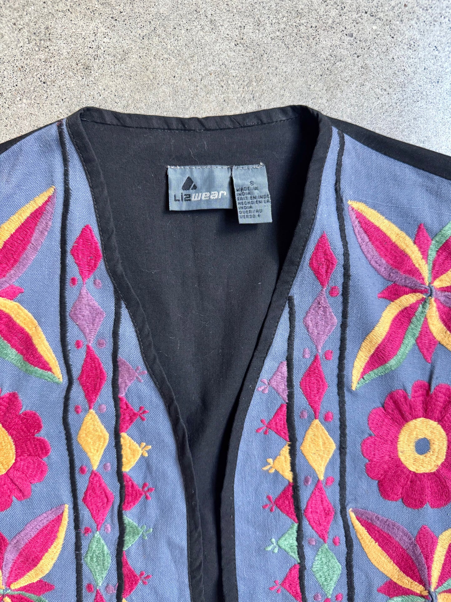 Vintage 1990s Liz Wear Floral Embroidered Tapestry Vest | Small