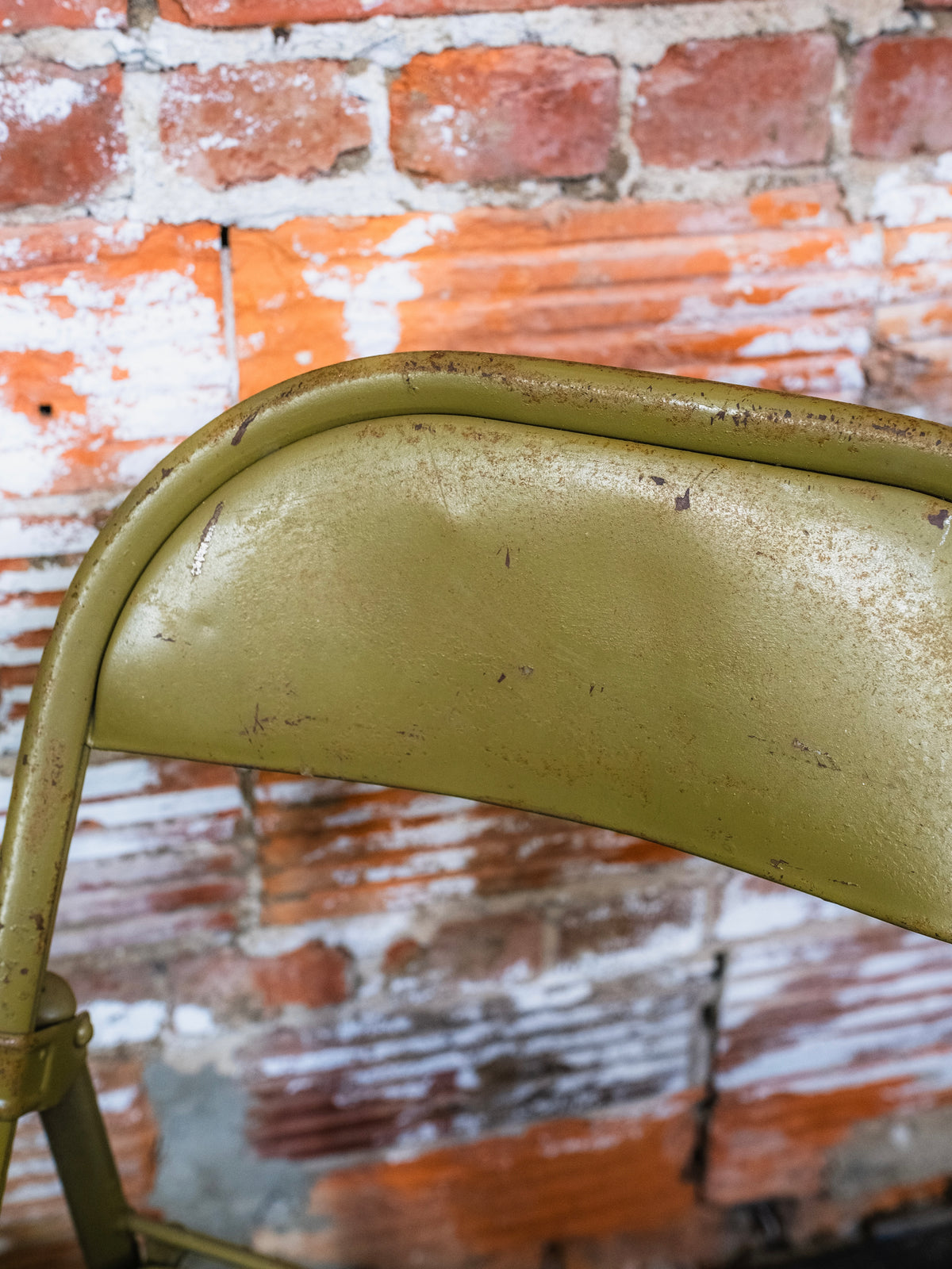 Vintage Green Metal & Wood Seat Folding Chairs | Set of 2