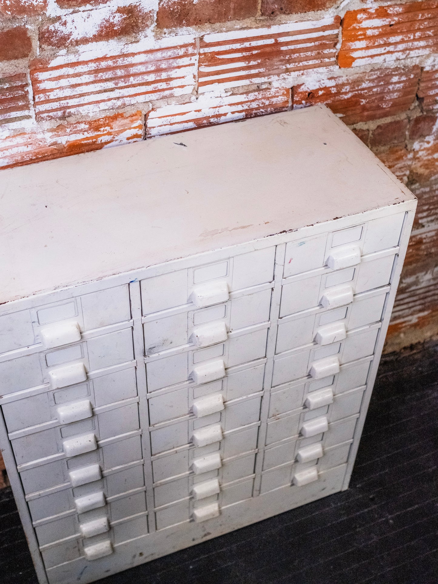 Vintage White Metal Catalog Drawer