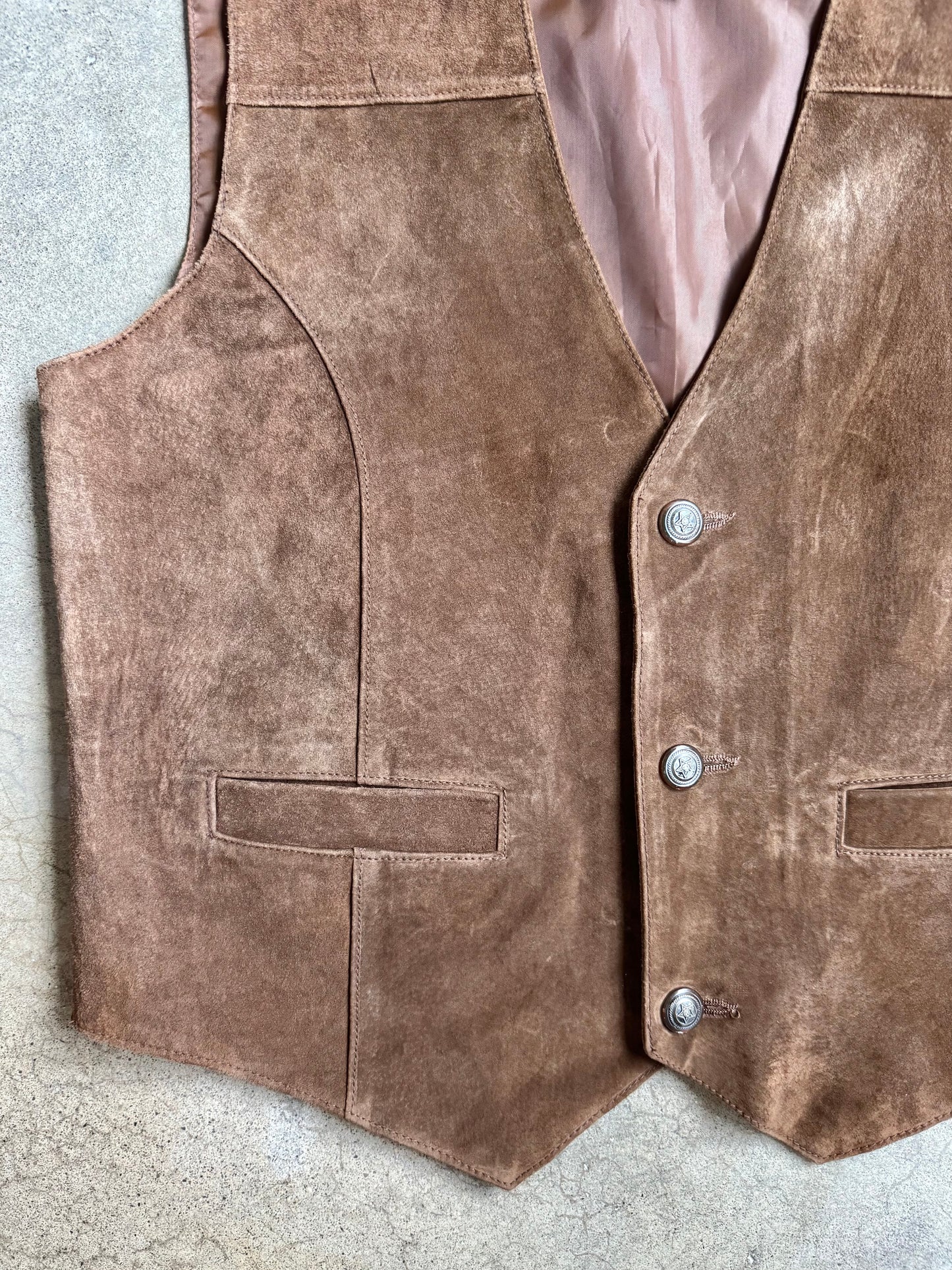 Vintage 1990s Company B Brown Suede Leather Vest | Large