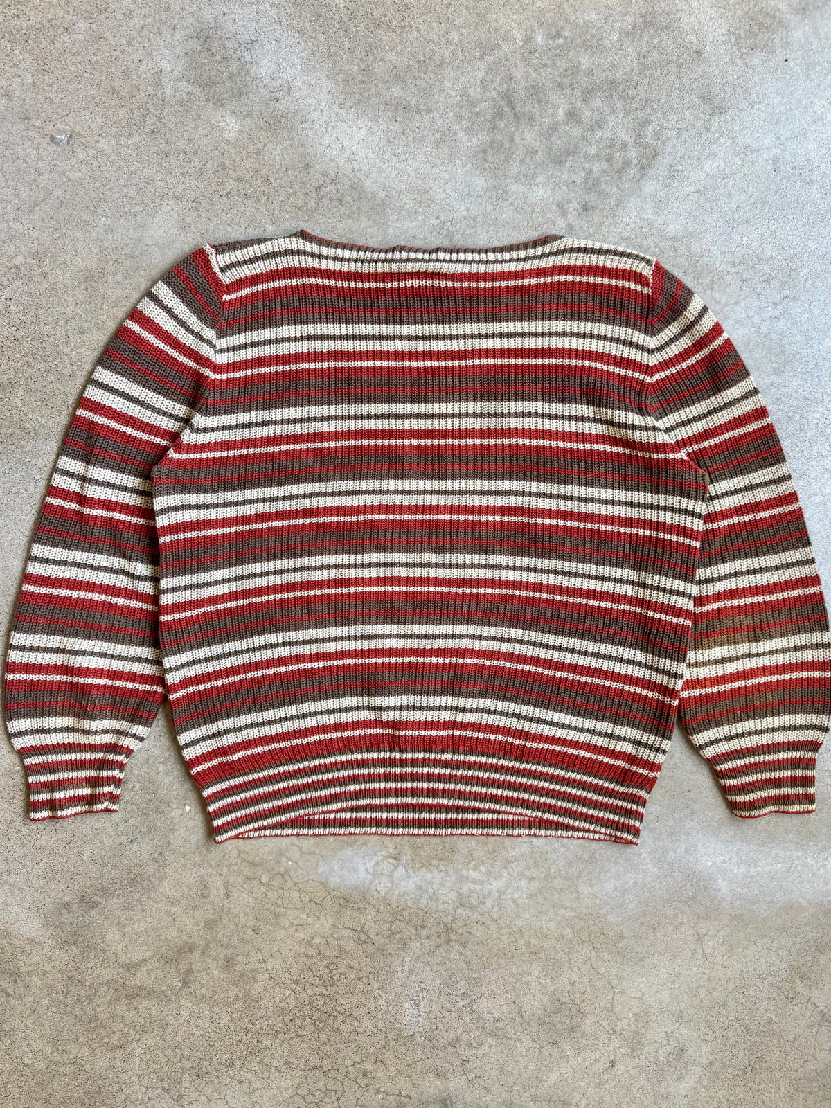 Vintage 1980s Diane Von Furstenberg Striped Knit Boat Neck Sweater | L/XL