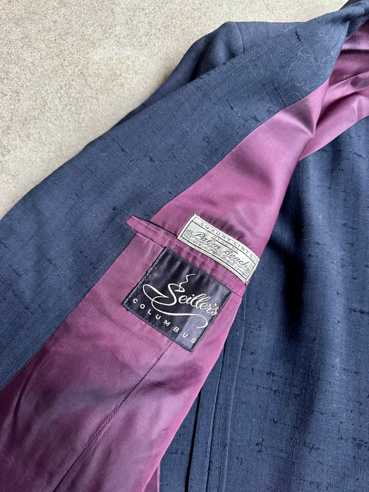 Vintage 1940s Palm Beach Company “Palm Beach Cloth” Navy Blue Two-Piece Suit | 38L