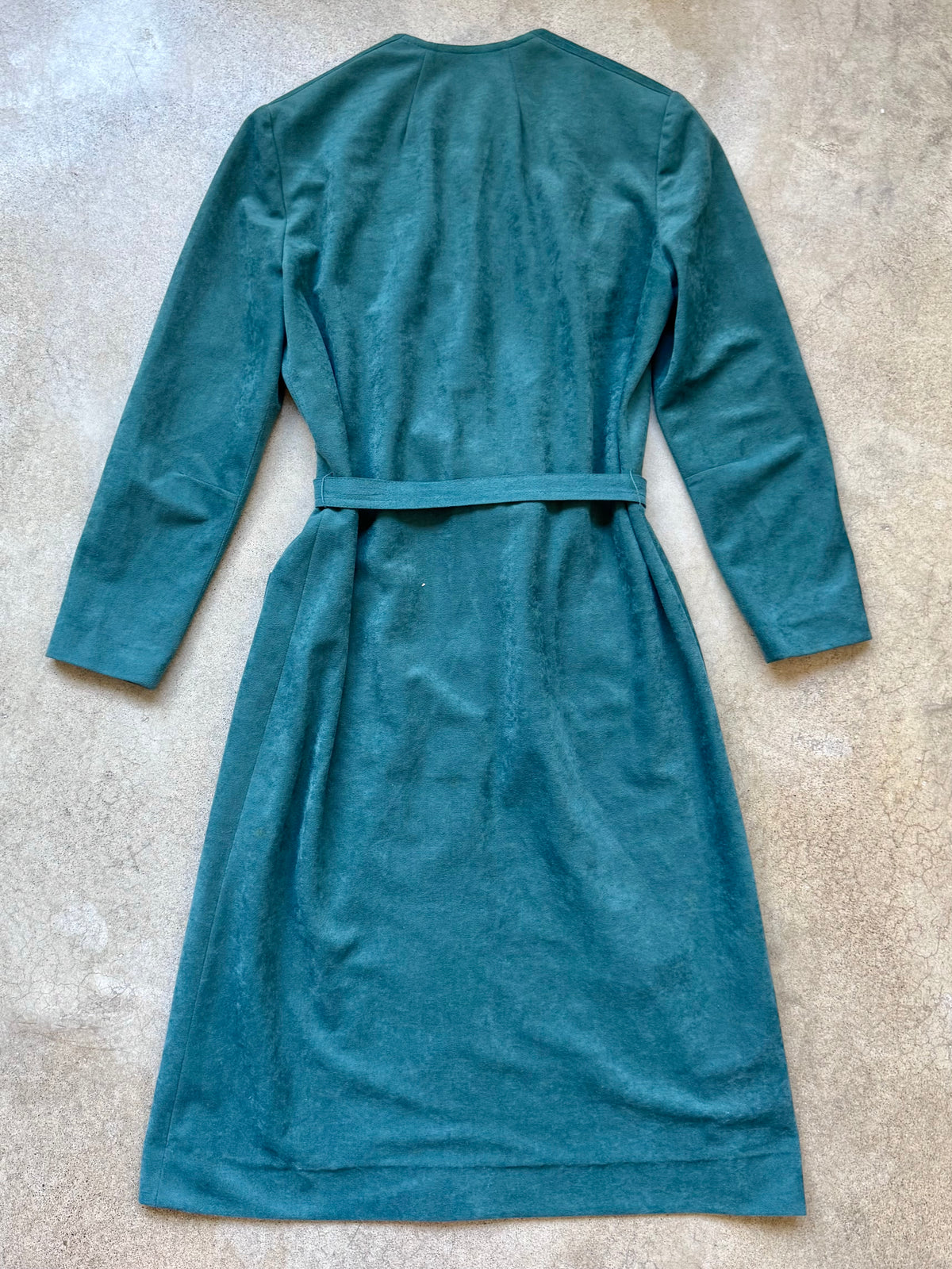 Vintage 1970s Umba for Parnes Feinstein Faux “Ballet Suede” Belted Duster Jacket | Medium