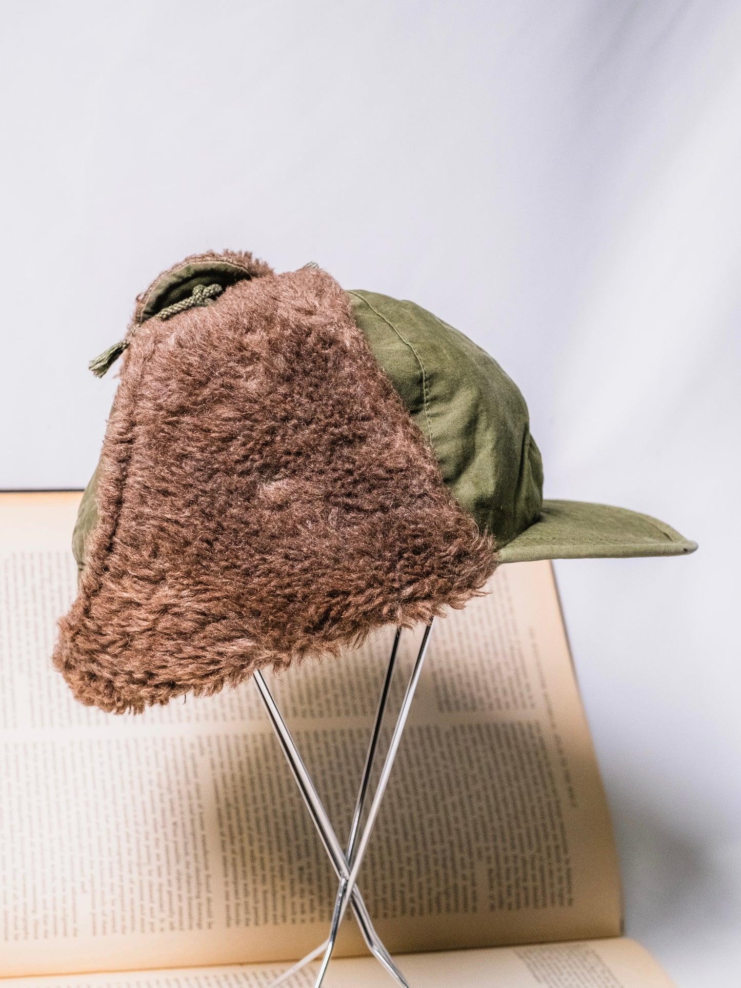 Vintage 1950s Military Issue Wool-Lined Green Field Cap