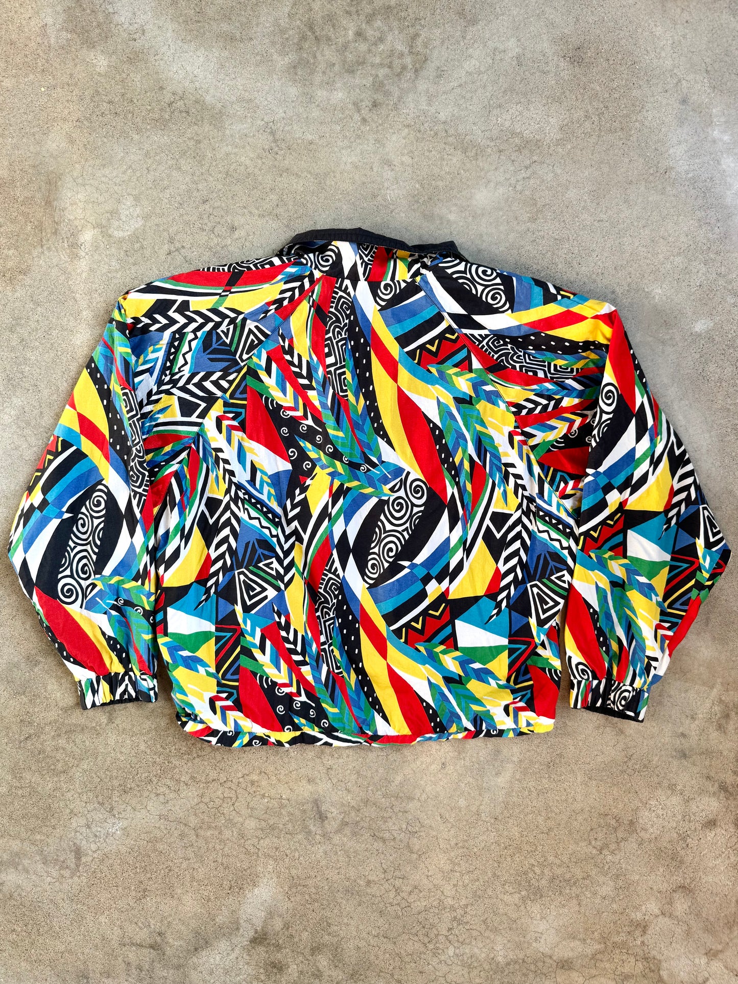 Vintage 1990s Head Reversible Geometric Zip-up Windbreaker Jacket | Large