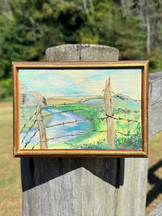 Vintage 1970s Signed & Framed Heart River North Dakota Landscape Oil on Canvas Painting