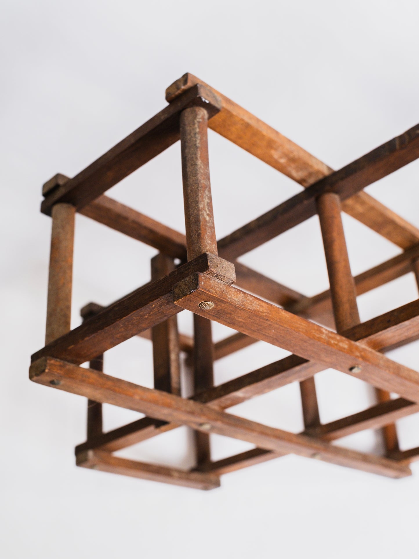 Vintage 1960s Wooden Accordion-Style Folding Wine Rack