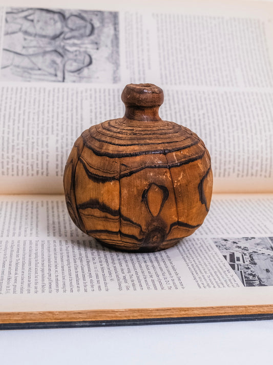 Vintage 1960s Hand-Turned Wood Vase Weed Pot