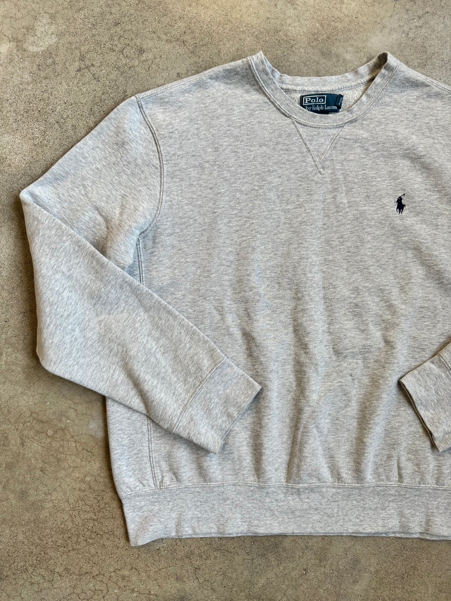 Vintage 1990s Polo Ralph Lauren Grey Crewneck Sweatshirt | XL