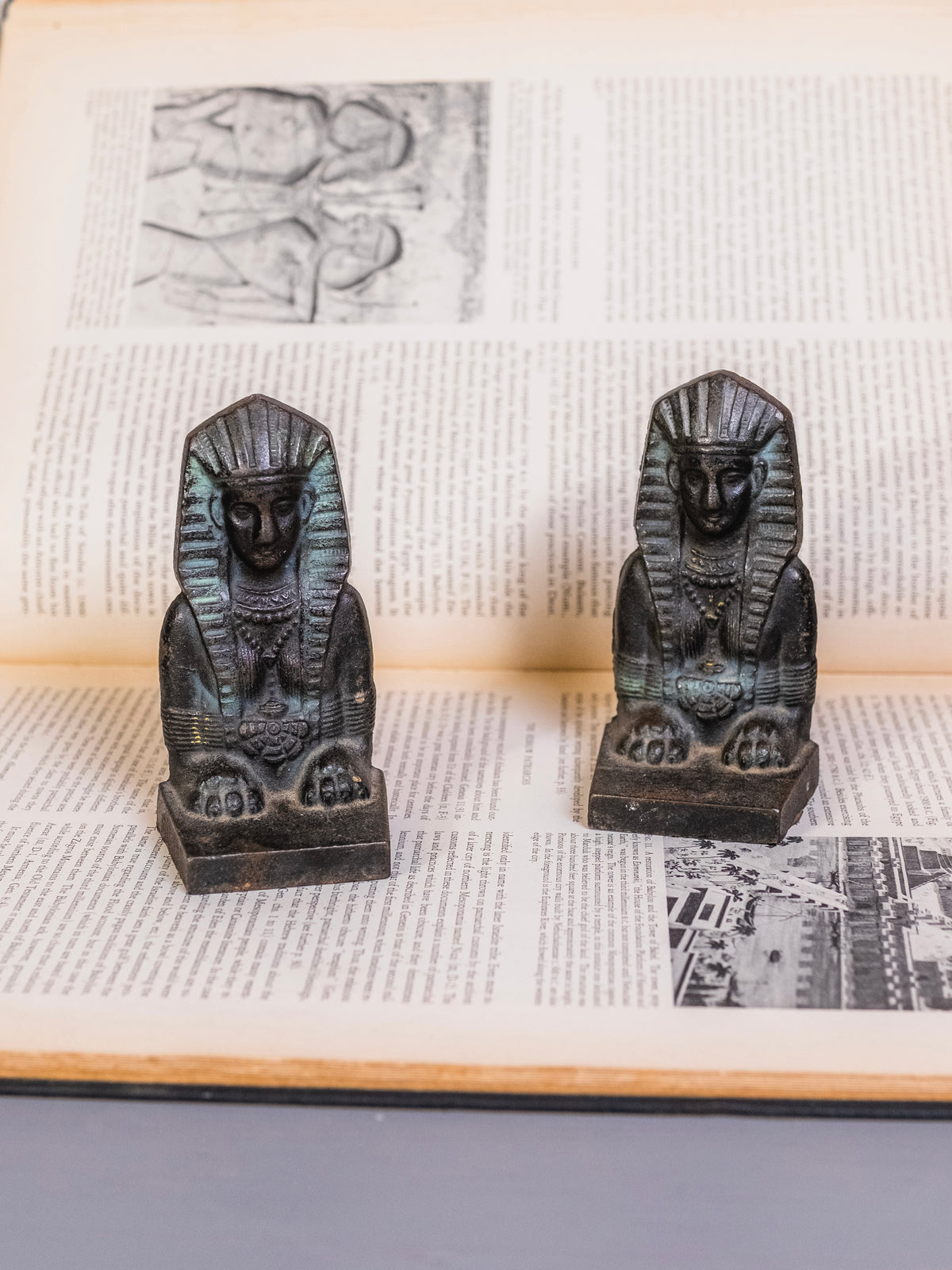 Antique 1920’s Cast Iron Egyptian Sphinx Bookends | Set of 2