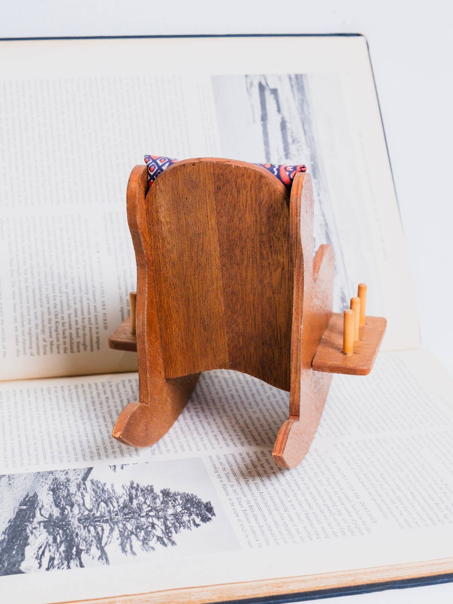 Vintage 1950s Wooden "Mini Rocker" Sewing Caddy Pin Cushion