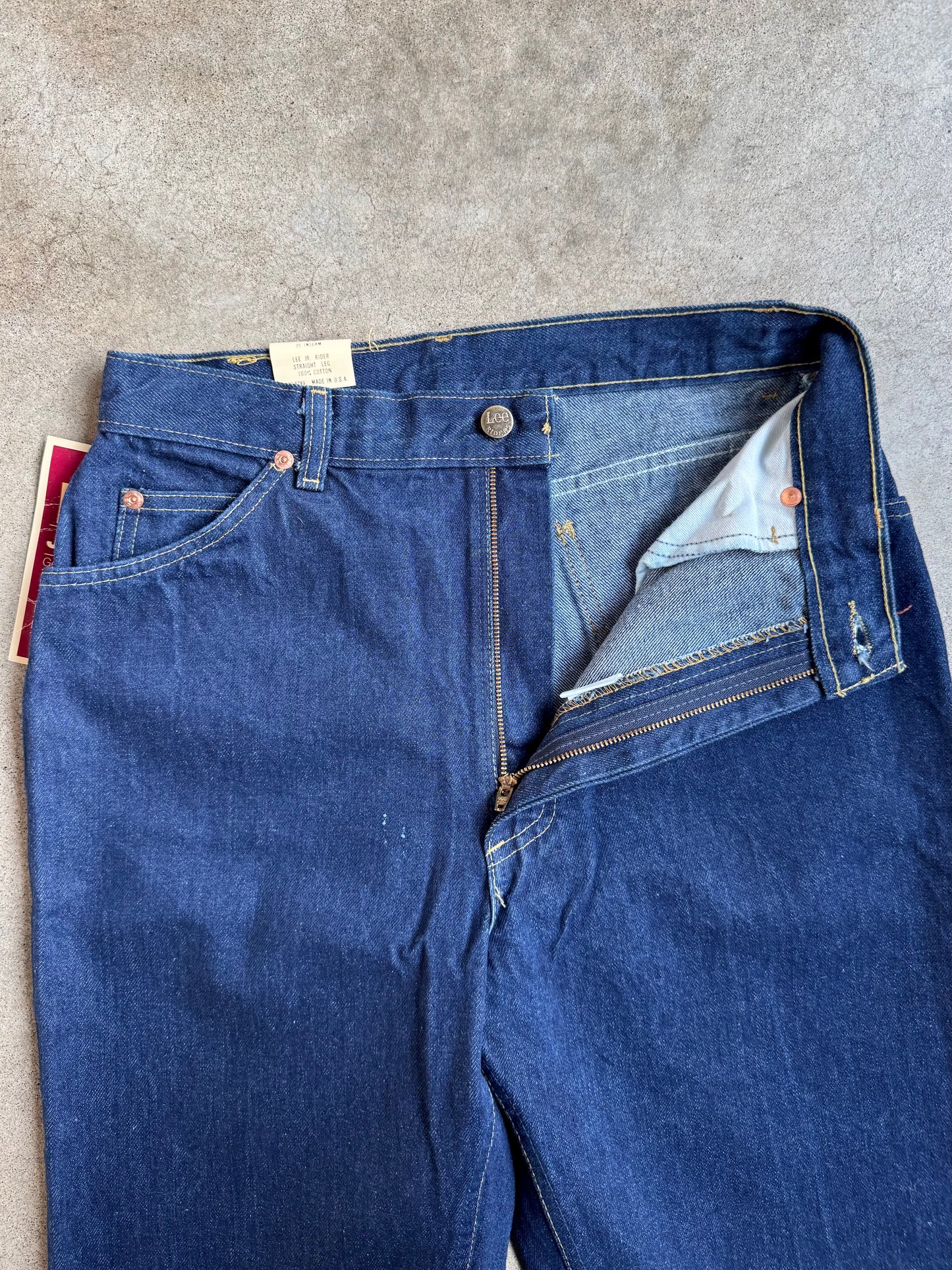 Vintage 1980s Lee Jr. Rider Deadstock Dark Wash Straight-Leg Jeans | Waist 29”