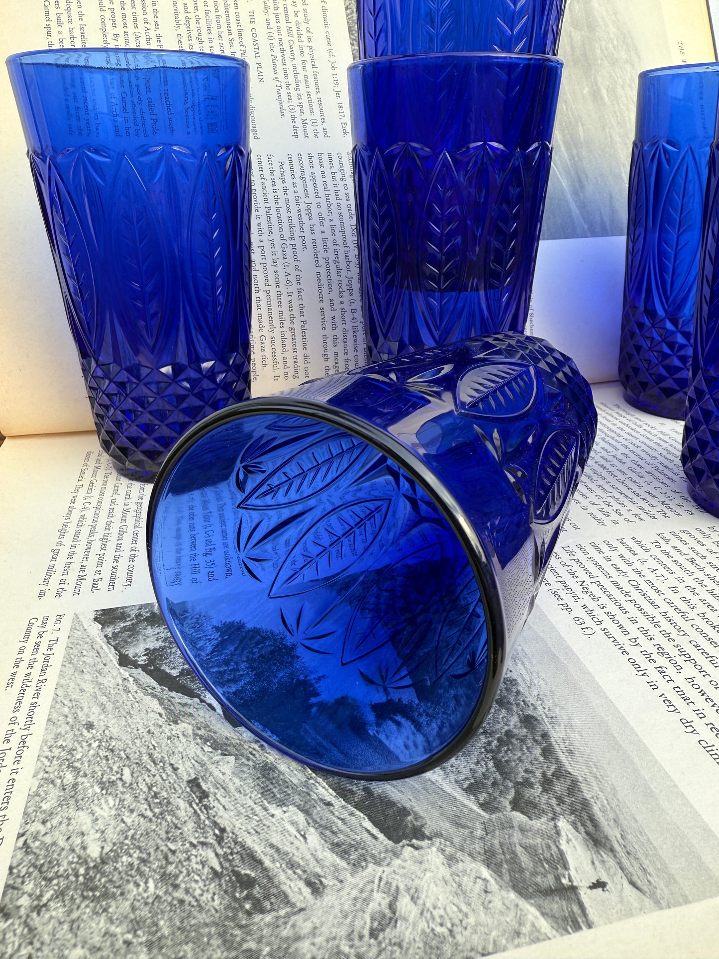 Vintage 1980s Avon Cobalt Blue Royal Sapphire Glass Tumblers | Set of 6