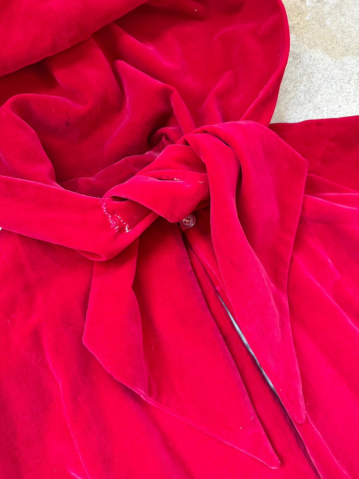 Vintage 1950s Sun Cloud by Harris Red Velvet Hooded Coat | Large