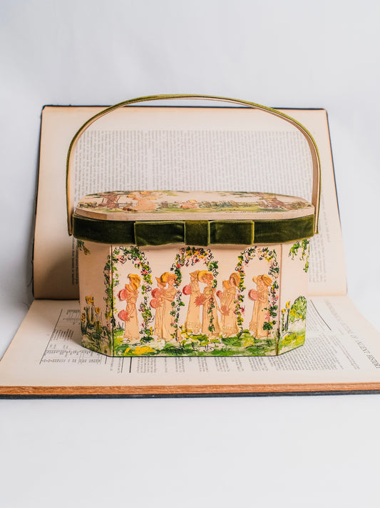 Vintage 1960s Handmade Regency-Style Painted Wood Box Handbag