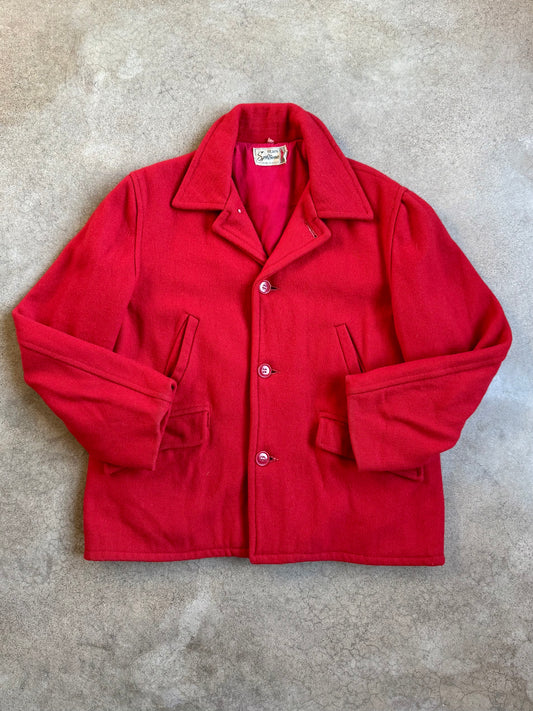 Vintage 1960s Sears Sportswear Red Wool Hunting Jacket | Large
