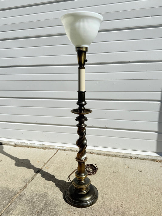 Vintage 1940s The Stiffel Company Solid Brass & Milk Glass Table Lamp