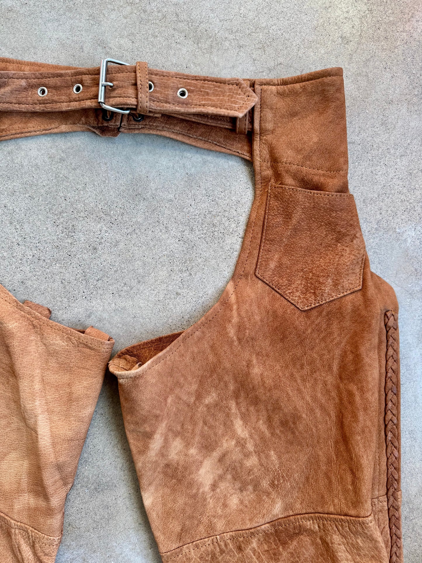 Vintage 1990s Leather Wear Brown Suede Western Chaps | XXL