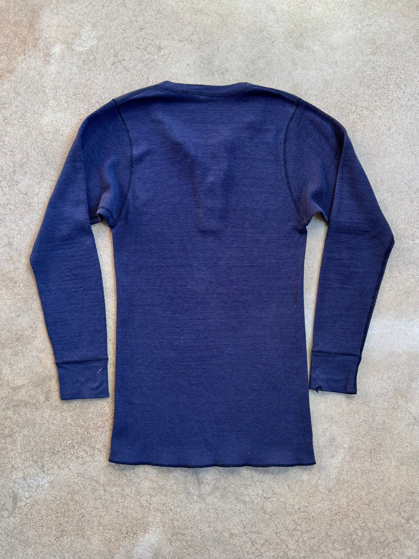 Vintage 1980s Hanes Navy Blue Henley Thermal | Large