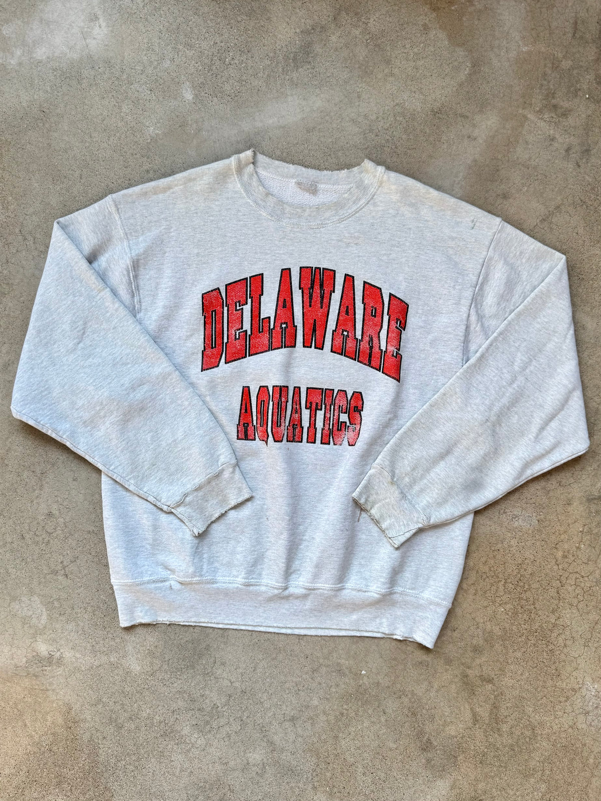 Vintage 1990s Delaware Aquatics Heather Grey Crewneck Sweatshirt | Large
