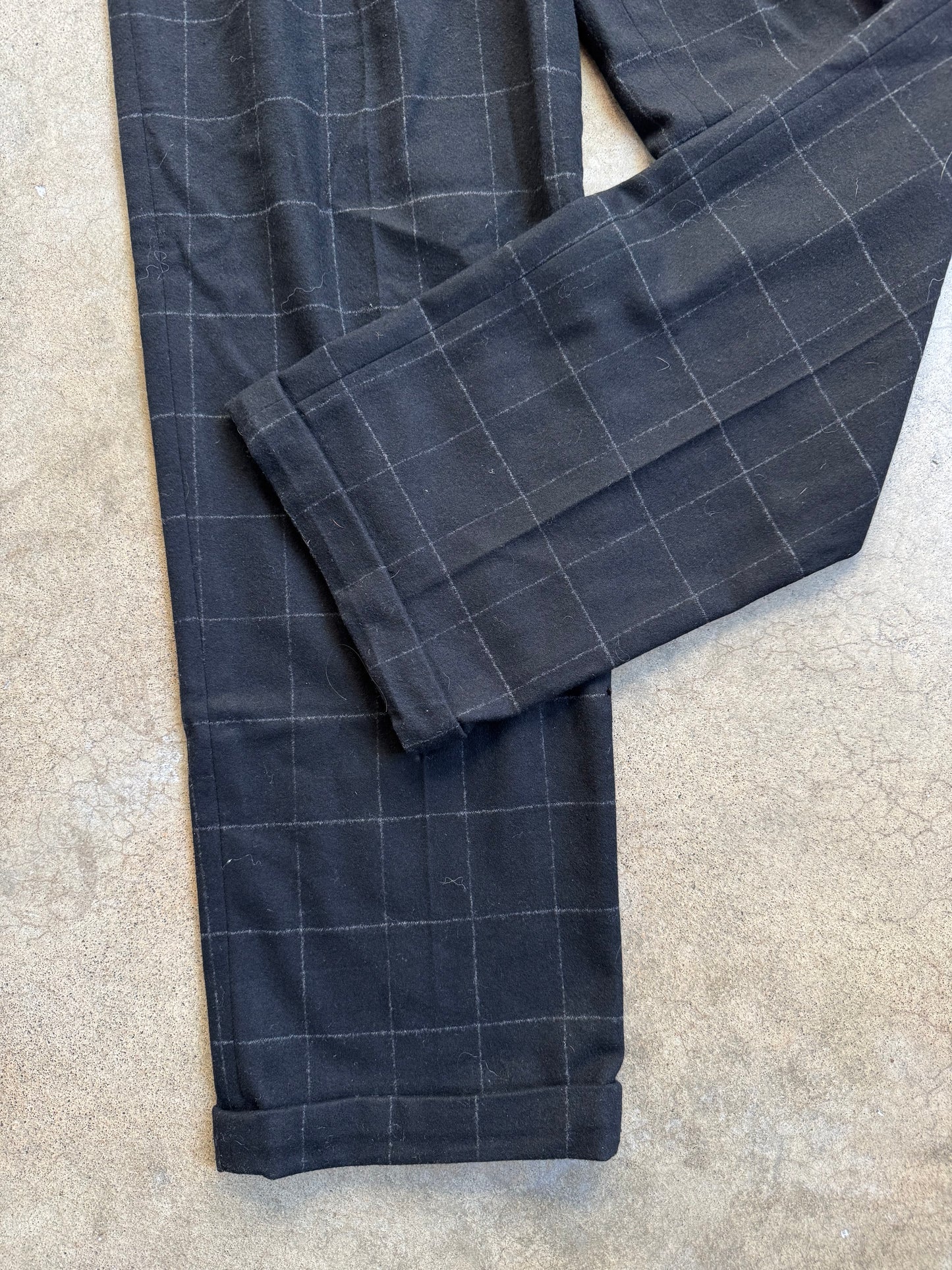 Vintage 1990s Ralph Lauren Black Check Pattern Wool & Cashmere Two-Piece Suit | Women’s 6
