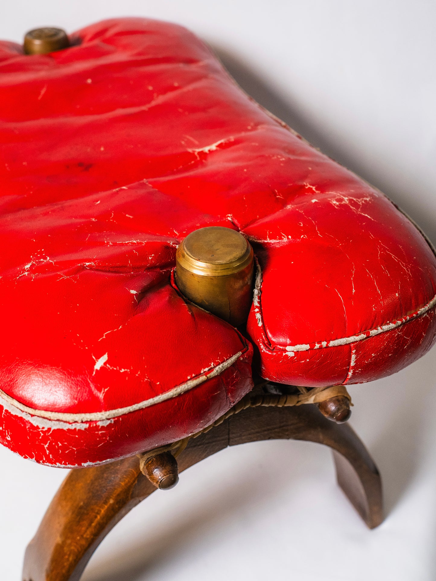 Vintage 1960s Rustic Camel Saddle Footstool