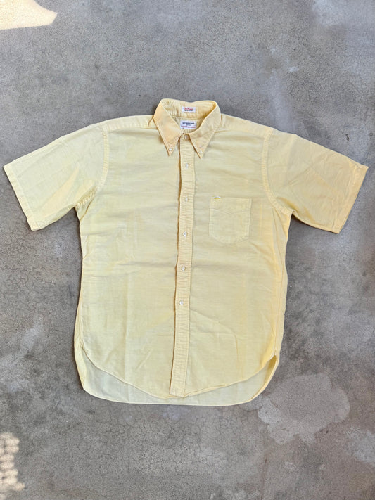 Vintage 1950s Gant Metropolitan "The Hugger" Yellow Cotton Short Sleeve Shirt | Large