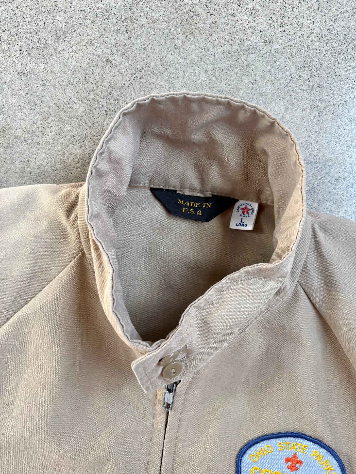 Vintage 1980s Ohio State Parks “Scouting Outing” Tan Zip-Up Jacket | Large