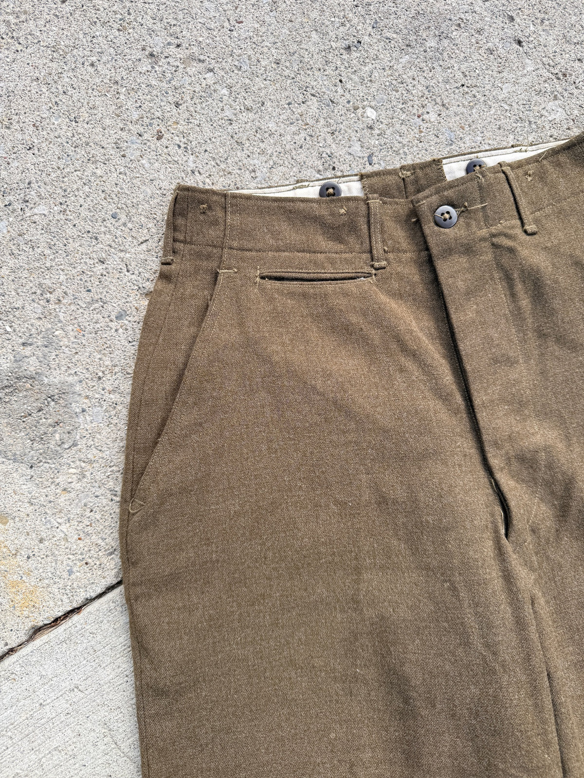 Vintage 1940's WW2 Green Wool High Waist Trousers