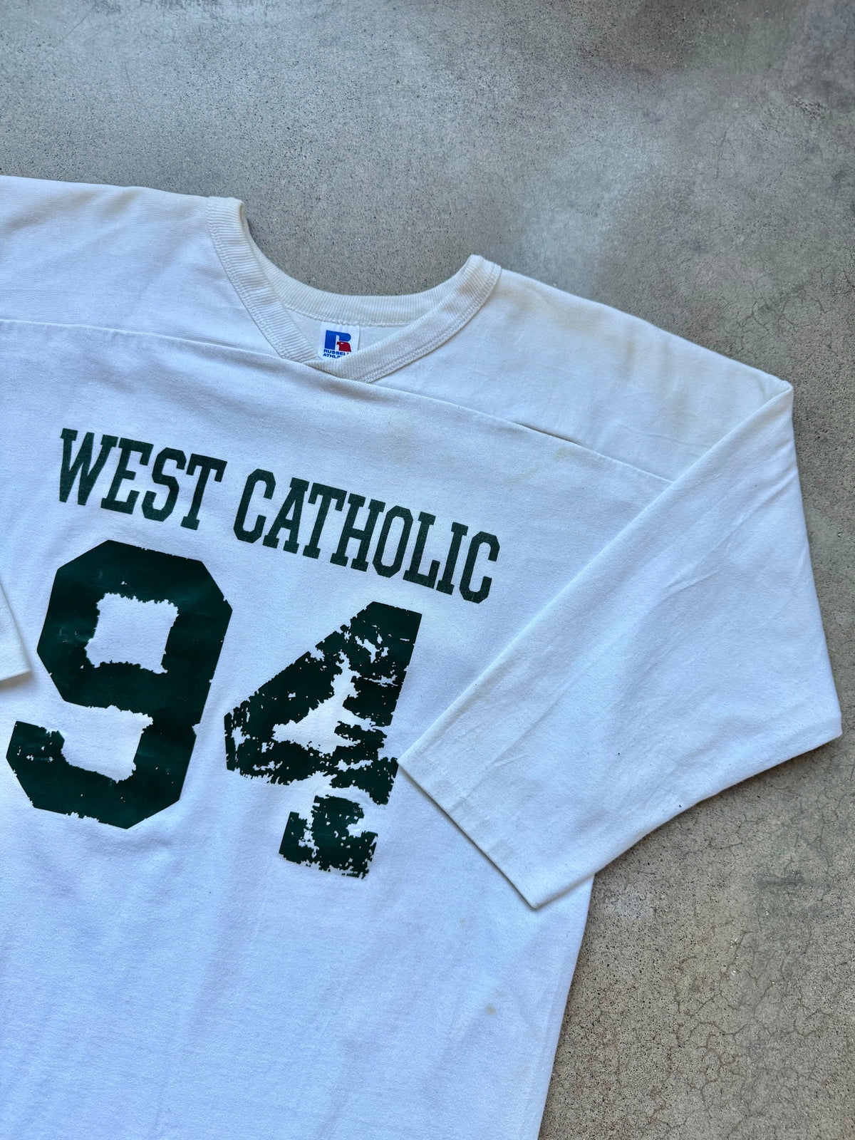 Vintage 1980s/90s Russell Athletic West Catholic Football Jersey Tee | XXL