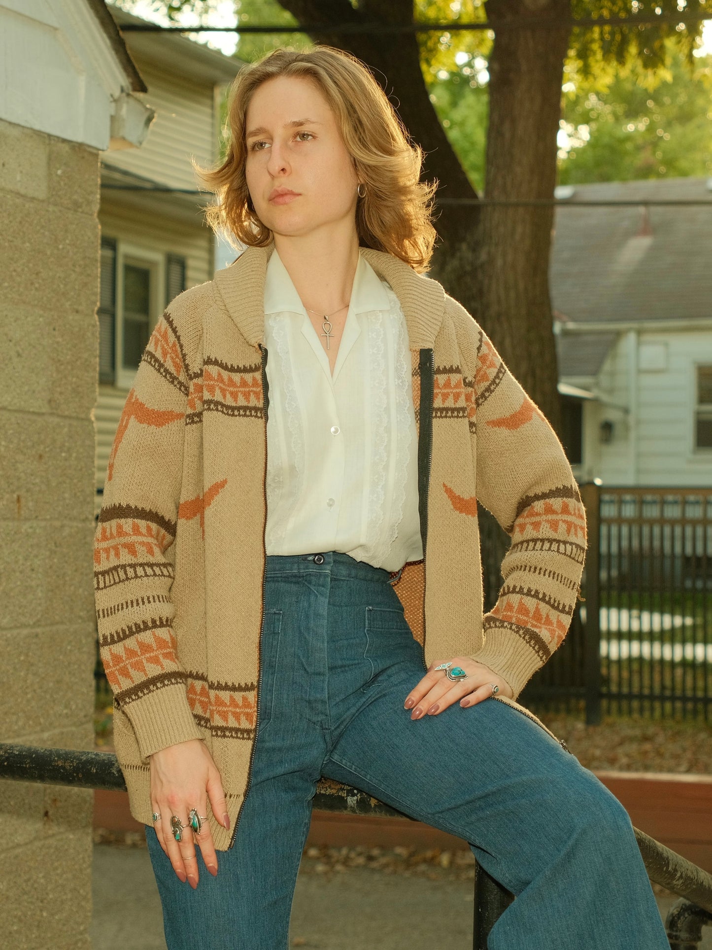 Vintage Southwestern Style Zip-Up Sweater | M/L