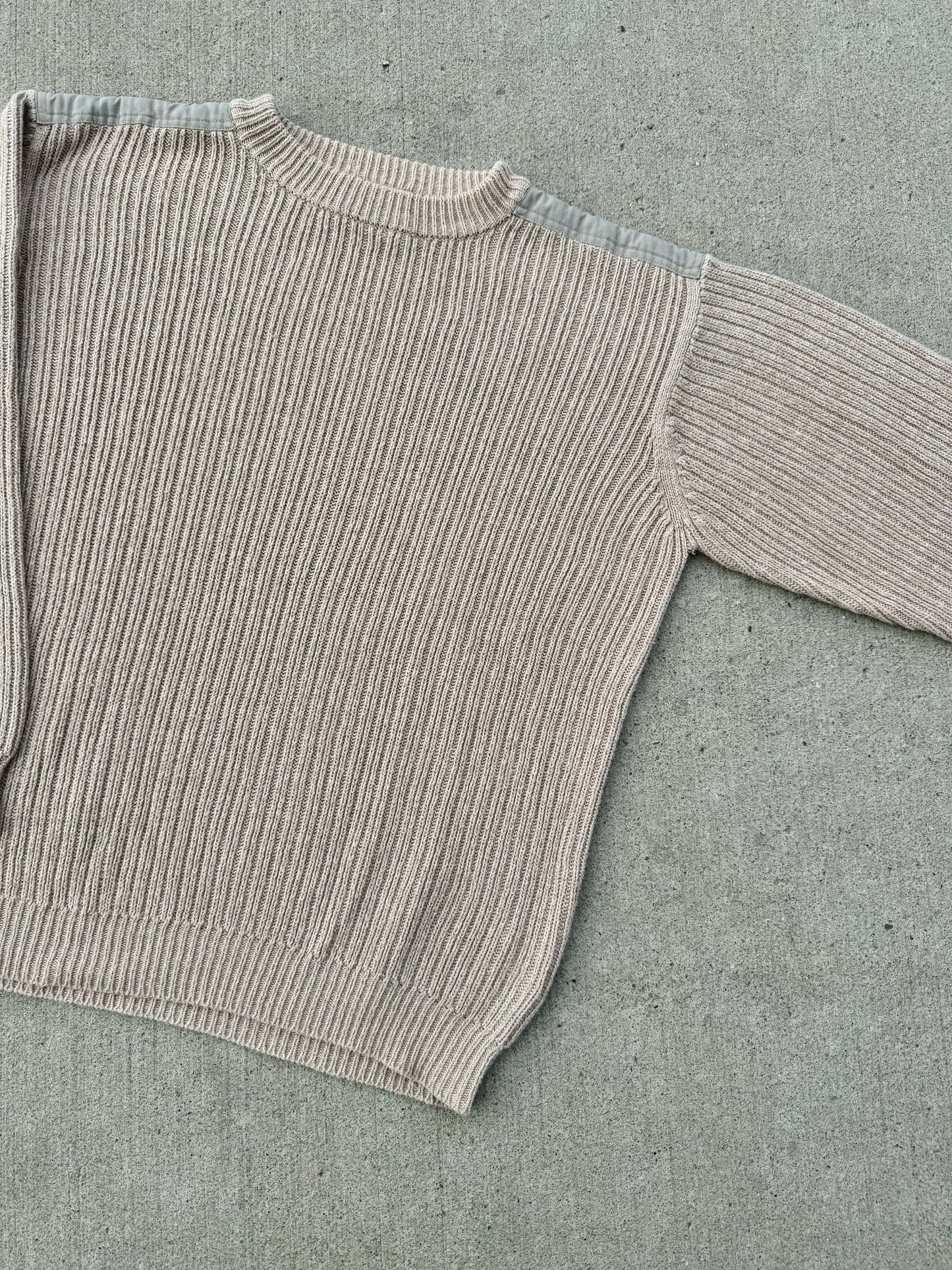 Vintage 1990s Woolrich Neutral Cotton Crewneck Sweater | Large