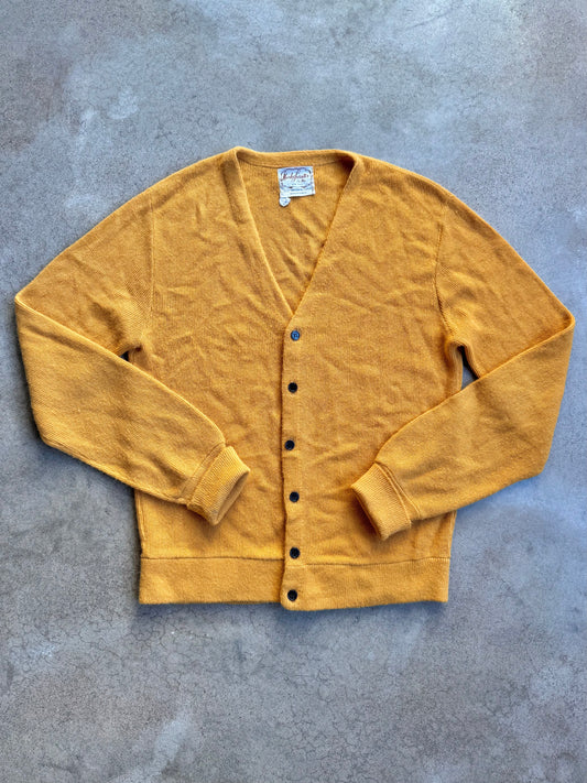 Vintage 1960’s Marks Sweater Co. Mustard Yellow Knit Cardigan | Large